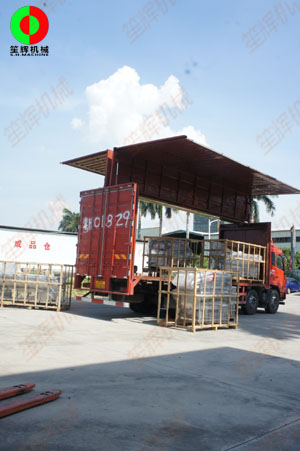 客戶訂購的大批蔬果清洗處理生產(chǎn)線順利出貨交付客戶！